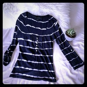 Calvin Klein Tie Dye 3/4 Sleeve Top with Buttons